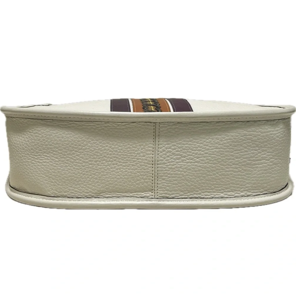 COACH 1941 Emery Varsity Stripe Glovetanned Pebble Leather Crossbody in Chalk - Picture 7 of 13